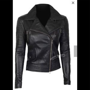 Angels Jackets-Black quilted leather jacket